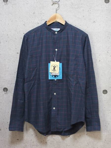 HOMBRE NINO オンブレニーニョ ノーカラー チェックシャツ M