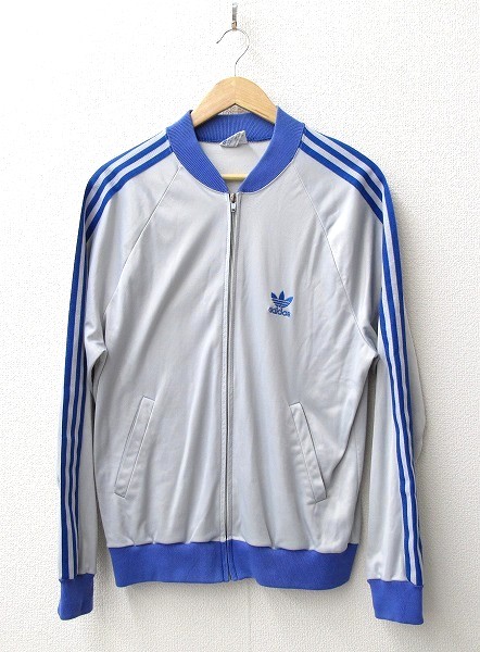 80s adidas USA製 ATP ジャージ 灰×青 M ビンテージ