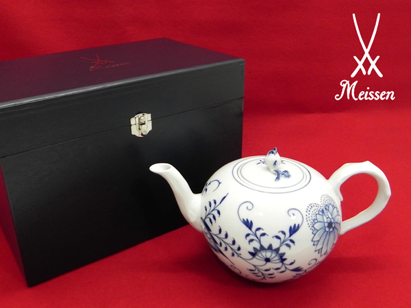 送込】マイセン Meissen ブルーオニオン ティーポット 1200ml 西洋陶磁