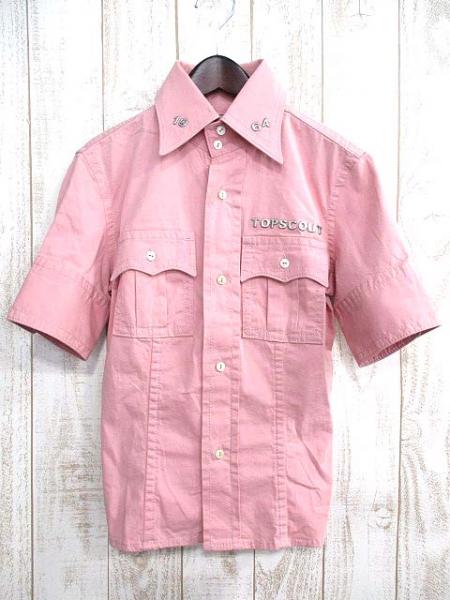 ディースクエアード サファリ シャツ 半袖 1964 ロゴ ピンク 42