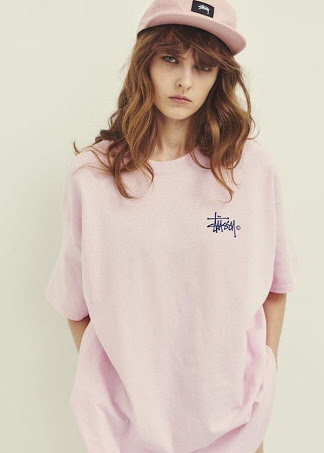 新品 STUSSY WOMEN BIG BASIC LOGO TEE ピンク ステューシー