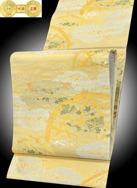 【かもがわ】仕立付☆完売特価☆西陣丸万織物金銀彩単彩織京袋帯