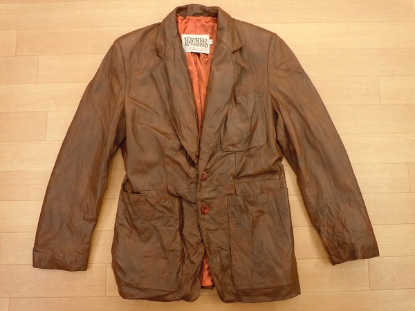 カリフォルニア製★古着レザーテーラードジャケットＳ★焦げ茶d