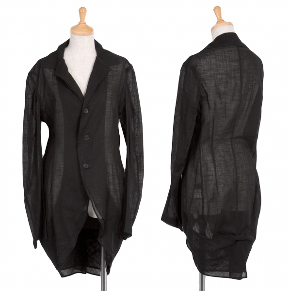 ヨウジヤマモト ノアール シースルー変形シャツジャケット黒2