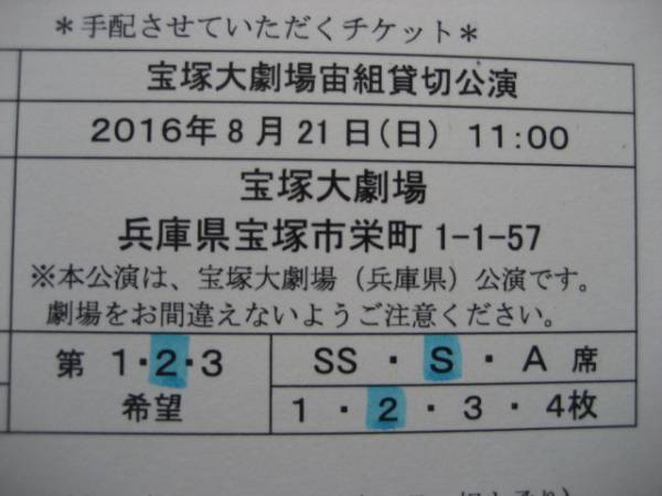 S席2枚★宝塚宙組★エリザベート★8/21(日)11時★貸切公演