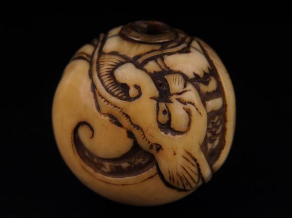 ■時代本象牙緒締め玉龍■