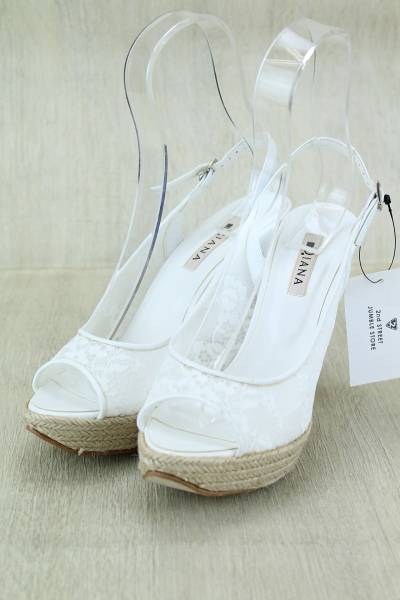 DIANA◆レースサンダル/25cm/WHT/レザー