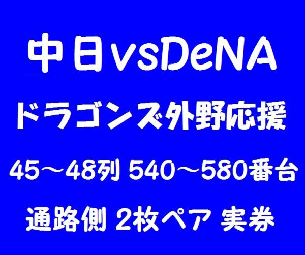 ８/２０（土）中日ＶＳＤｅＮＡ　ライト外野応援　通路側　ペア