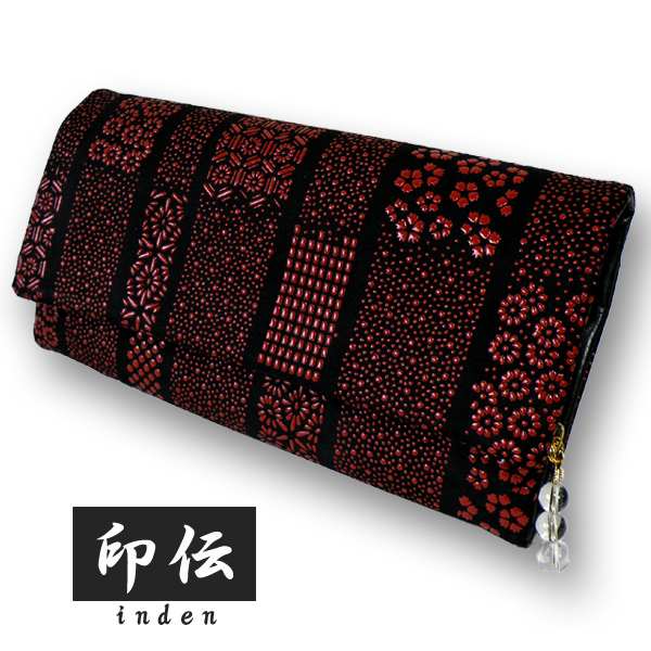 江戸印伝 本革長財布 アミダ柄 和柄財布 化粧箱入 早いもの勝ち