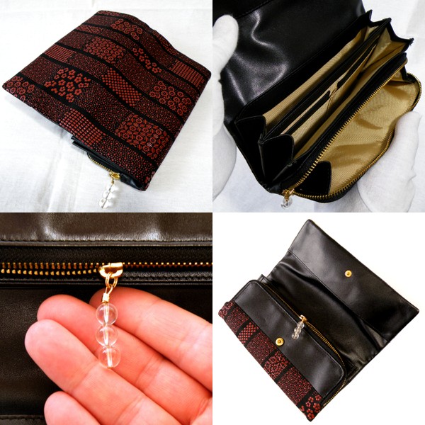 江戸印伝 本革長財布 アミダ柄 和柄財布 化粧箱入 早いもの勝ち