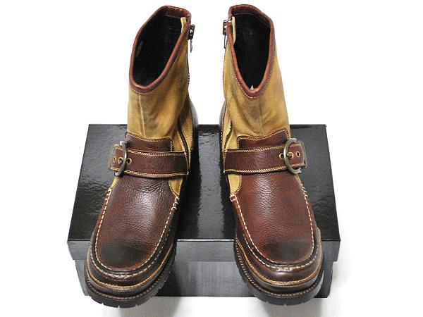 牛革★新品　レザーワークブーツ　ブラウンXライトブラウン