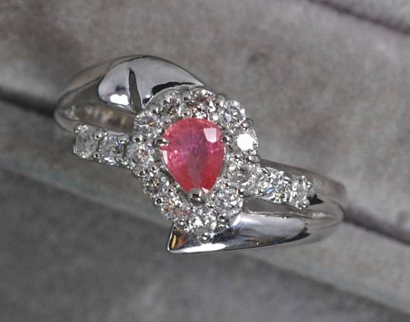 ￥100～ソ付pt900天然パパラチアSF0.343　D0.34リング