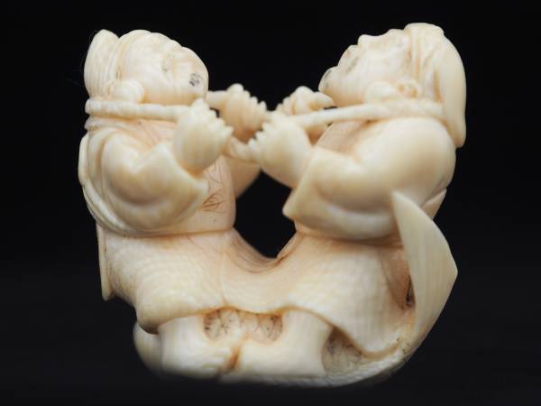 七福神　根付け　アンティーク　b 七福神 象牙 彫刻 | ｜骨董品買取 象牙製 十二支根付・大黒天⁄恵比寿天