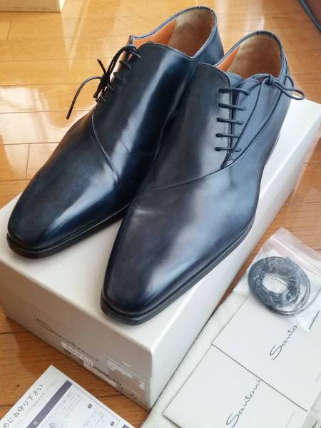 新品サントーニ サイドレース紺7■ジョンロブ