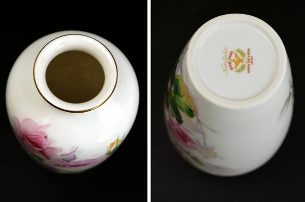 武蔵野雑貨店○ノリタケ 画工サイン「T.AIDA」バラ 花瓶○ ご来店