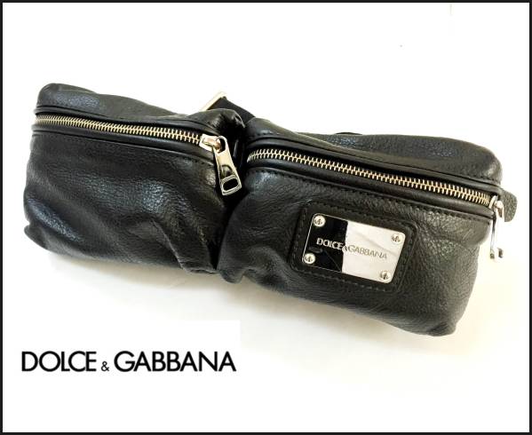 美品 DOLCE&GABBANA ドルガバ レザー ボディバッグ ブラック 311
