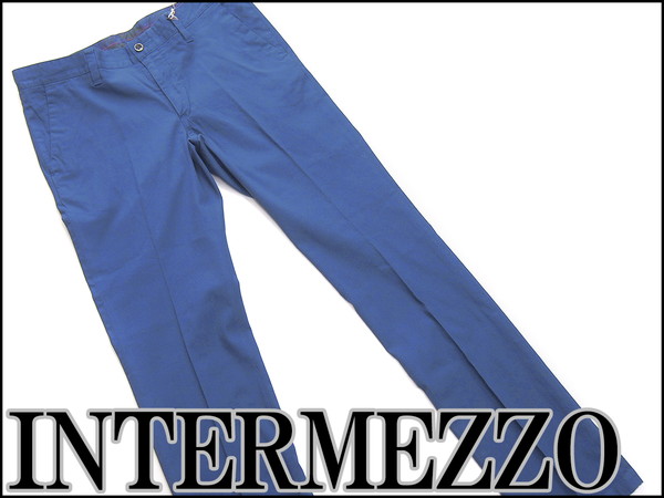 新品2万!インターメッツォ 春夏ダイヤ柄コットンパンツ86青9589