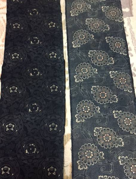 絣　古布　はぎれ　藍染め　菊　リメイク　２種　　