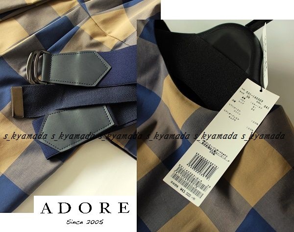 新品★ADOREアドーア ビッグギンガムベルト付ワンピース46，440円