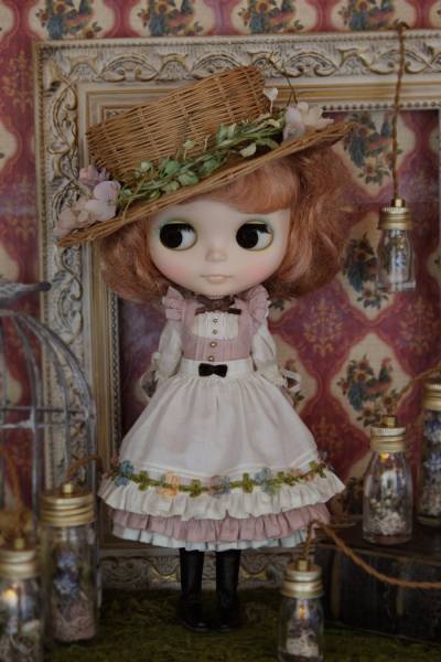 ブライス用ヴィンテージエプロンドレス ピンク リカちゃんにも