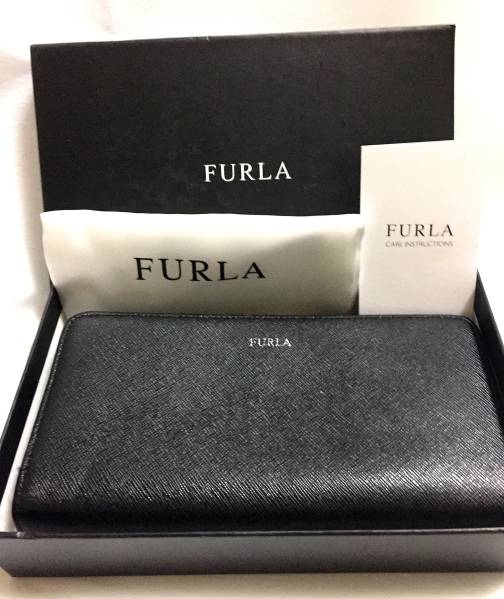 FULRA フルラ 長財布 黒 レザー ラウンドファスナー 箱・袋有り