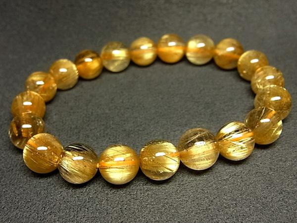 高品質g1800円★黄金【タイチンルチル】水晶ブレスＭ★9.5mm