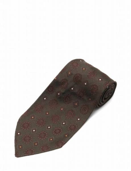 ディースクエアード ワイドネクタイ 小物 シルク100％ 茶 カーキ