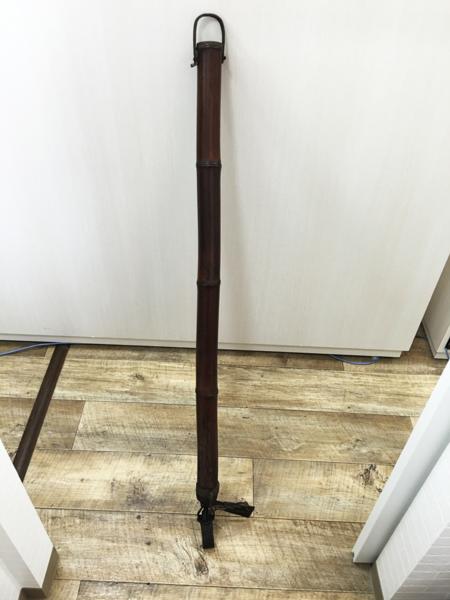 骨董 囲炉裏 rm)伸縮 自在鉤 アンティーク 囲炉裏 全長146cm 竹 骨董 時代物 自在鉤