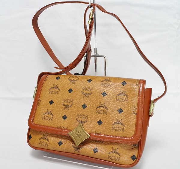 1円～【ＭＣＭ本物】ショルダーバッグ斜め掛けも/茶色/ロゴ柄