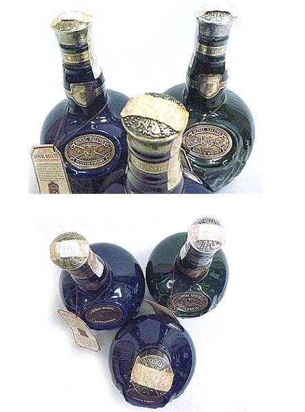 古酒◇ロイヤルサルート21年/緑＆青・陶器ボトル◇3本set未開栓