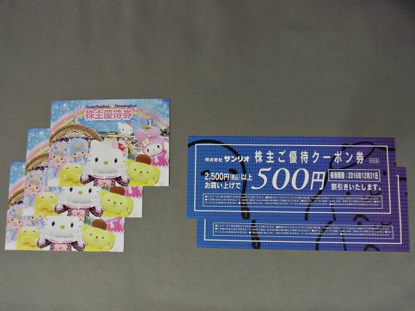 サンリオピューロランド株主優待券３枚（2016/12/31期限）