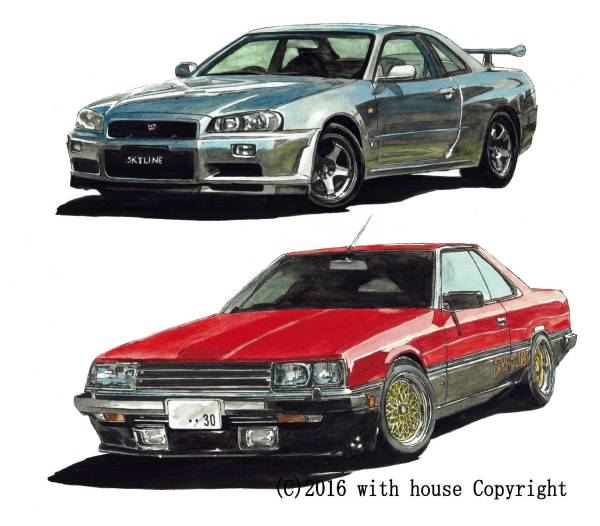 日産 GT-R 名車 スカイライン NC-285スカイラインGT-R R34⁄GTB限定版画 