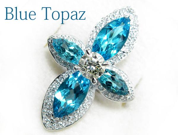 【銀トレ】1円～/1.074ct!!天然ダイヤ&トパーズ/K18WG/クロスR鑑