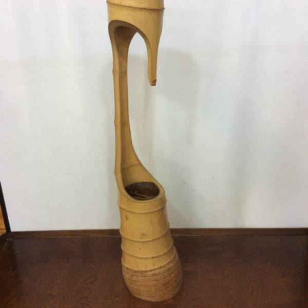 茶道具・竹製 天然竹花瓶 銅製落し 華道具花入 茶道具 竹花入 【公式通販】