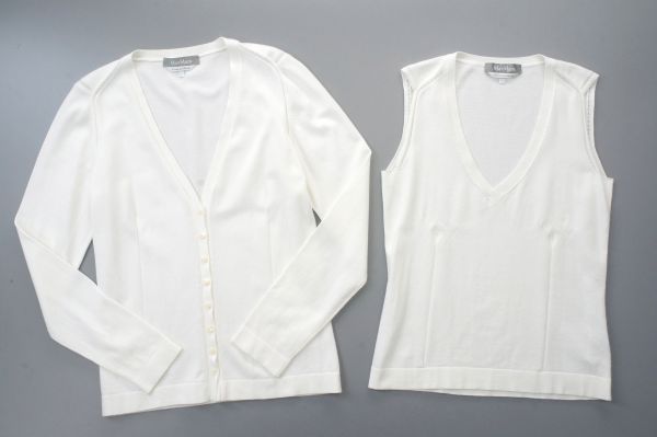 E2464*伊製*マックスマーラ*レーヨン混/アンサンブルニット/白/L