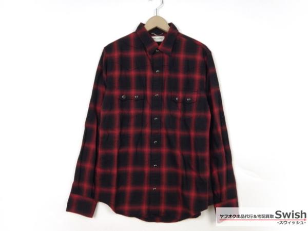 Z121■サンローラン■美品 15AW ウエスタン チェック シャツ L■