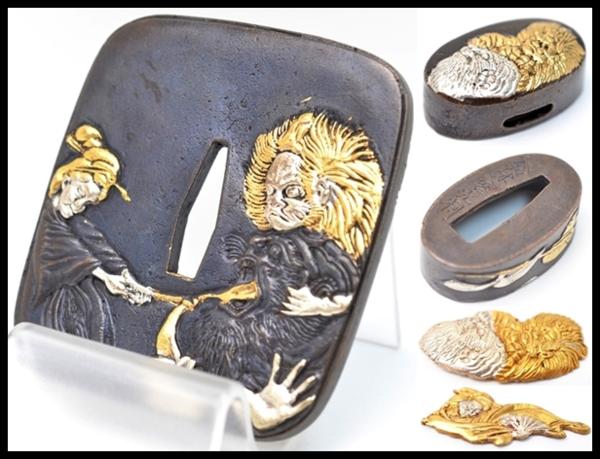 鈴木容光 鍔 目貫 縁 頭 約7.5×8.0cm 日本刀 刀装具 まとめ売り