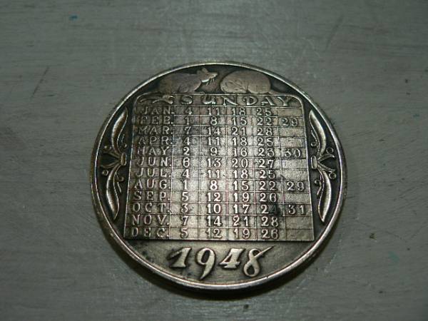 日曜表 ★ 1948 最初の日曜表メダル セネカ格言 レア 造幣局製