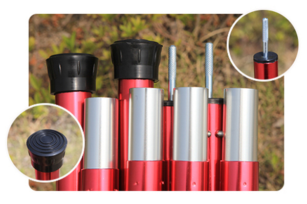 ザキャンパー 部品 RED アルミポール 2.4M/0.8kg 4節