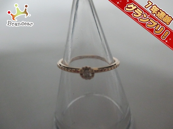 アガット リング 美品 K18PG×ダイヤモンド 0.03カラット agete