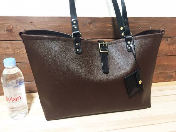上質シボしっかりレザートートバッグ！ダークブラウン栃木ヌメ革