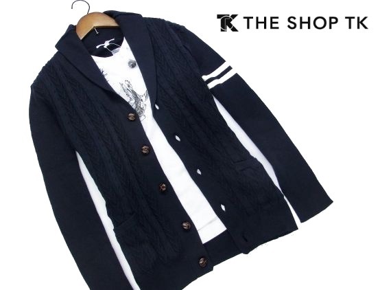 I070新品▼ タケオキクチ THE SHOP TK カーディガン 紺 L
