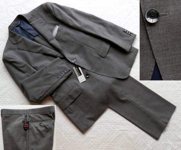 ■新品 JUNKO SHIMADA 夏秋段返り3Bノータック グレー/杢 AB5