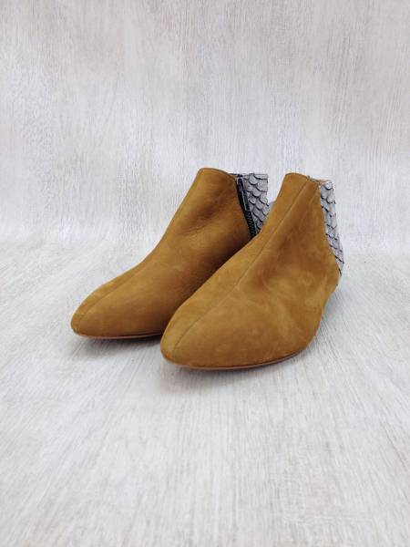 CHEMBUR◆ショートブーツ/37/CML/スウェード/パイソン