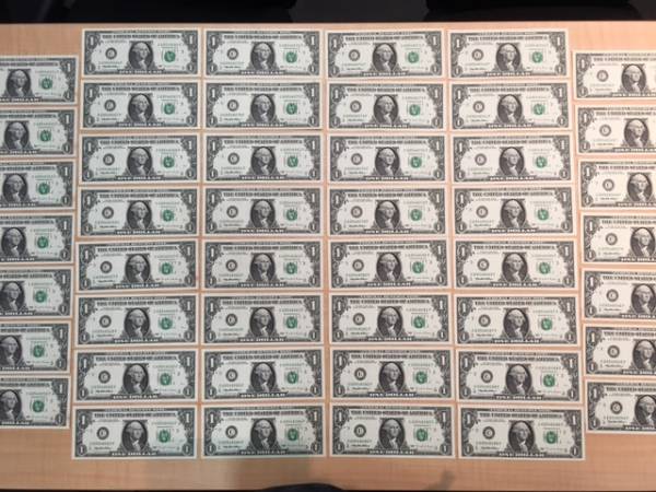 アメリカドル紙幣 1ドル紙幣46枚 計46ドル