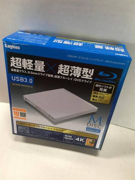 Logitec☆USB3.0ポータブルブルーレイドライブ LBD-PUC6U3VWH Logitec