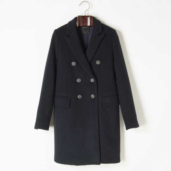 美品 FLORENT チェスターコート ダブル ウール 紺 F c4d045WMN