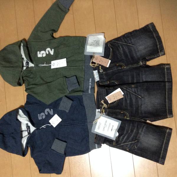 新品コムサイズム　ジャンパーデニムパンツ90　セット　双子に☆