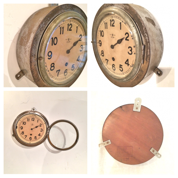 アンティーク舟時計ジャンク品/古道具オブジェ掛け時計 鉄製 缶w