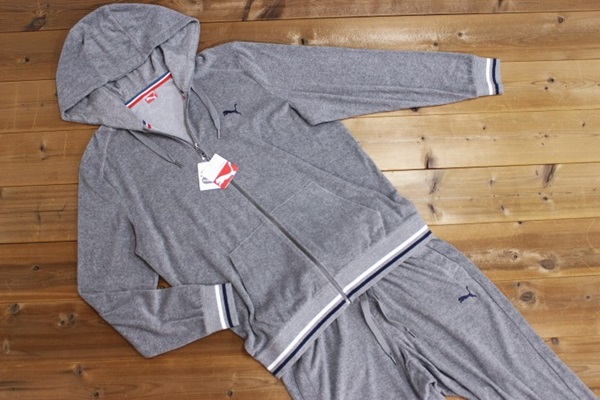 ★PUMA パイルパーカー 上下セット 灰[SET833365-02-XO]五